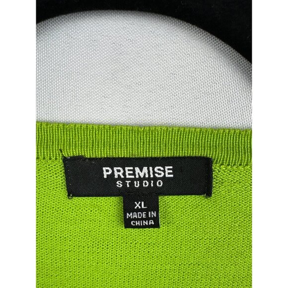 Women’s Premise Studio Size XL Lime Green Cardigan with Gold Closures - Picture 6 of 7